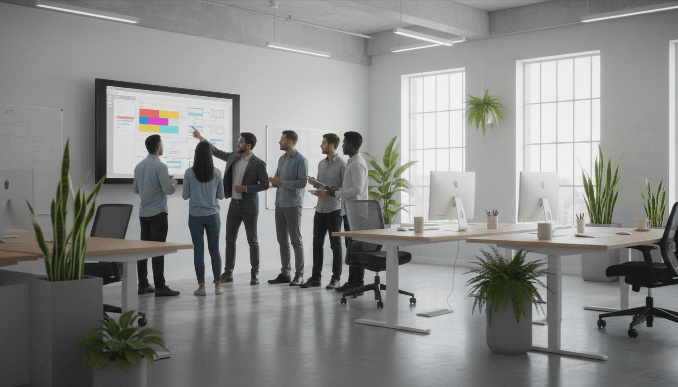 Development team collaborating on project